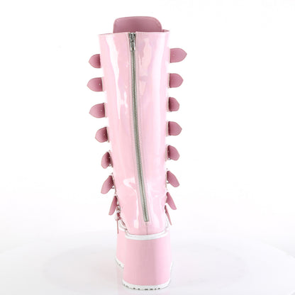 DAMNED-318 **3 1/2" PF KneeHigh Bootw/8 BuckleStraps, Back Metal Zip