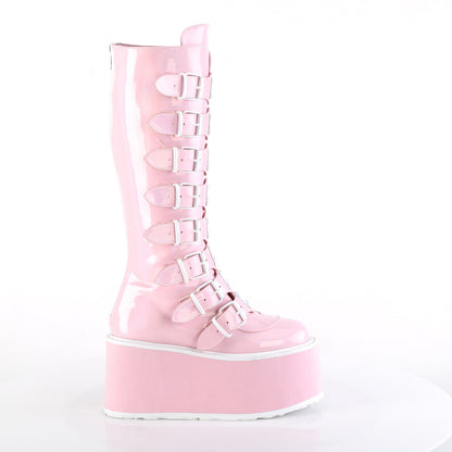 DAMNED-318 **3 1/2" PF KneeHigh Bootw/8 BuckleStraps, Back Metal Zip