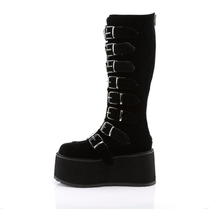 DAMNED-318 **3 1/2" PF KneeHigh Bootw/8 BuckleStraps, Back Metal Zip