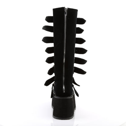 DAMNED-318 **3 1/2" PF KneeHigh Bootw/8 BuckleStraps, Back Metal Zip