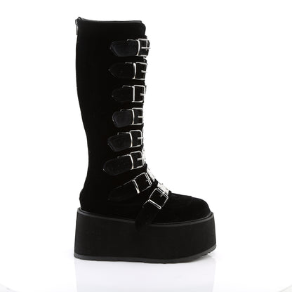 DAMNED-318 **3 1/2" PF Knee High Boot w/8 Buckle Straps,Back Metal Zip