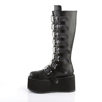 DAMNED-318 **3 1/2" PF Knee High Boot w/8 Buckle Straps,Back Metal Zip