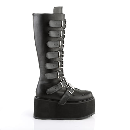 DAMNED-318 **3 1/2" PF Knee High Boot w/8 Buckle Straps,Back Metal Zip