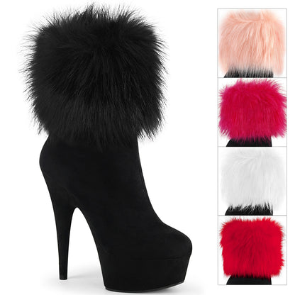 DELIGHT-1000 *6" Heel, 1 3/4" PF Ankle Bootie w/Fur Cuff, Inside Zip