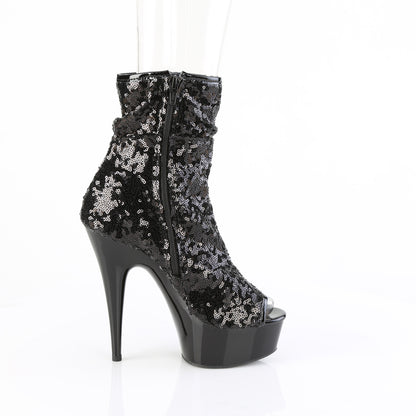 DELIGHT-1008SQ *6" Heel, 1 3/4" PF Peep Toe Ruched Ankle Boot, Side Zip
