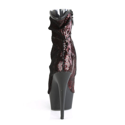 DELIGHT-1008SQ *6" Heel, 1 3/4" PF Peep Toe Sequins Ankle Boot, Side Zip