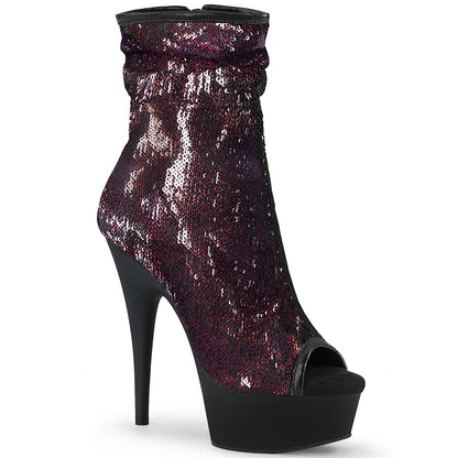 DELIGHT-1008SQ *6" Heel, 1 3/4" PF Peep Toe Ruched Ankle Boot, Side Zip
