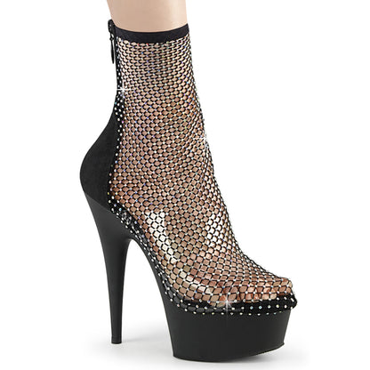 DELIGHT-1009 6" Heel, 1 3/4" PF RS Mesh Ankle Boot, Back Zip