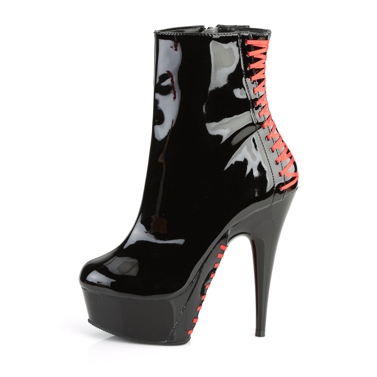 DELIGHT-1010 *6" Heel, 1 3/4" PF Corset Style Ankle Boot, Side Zip