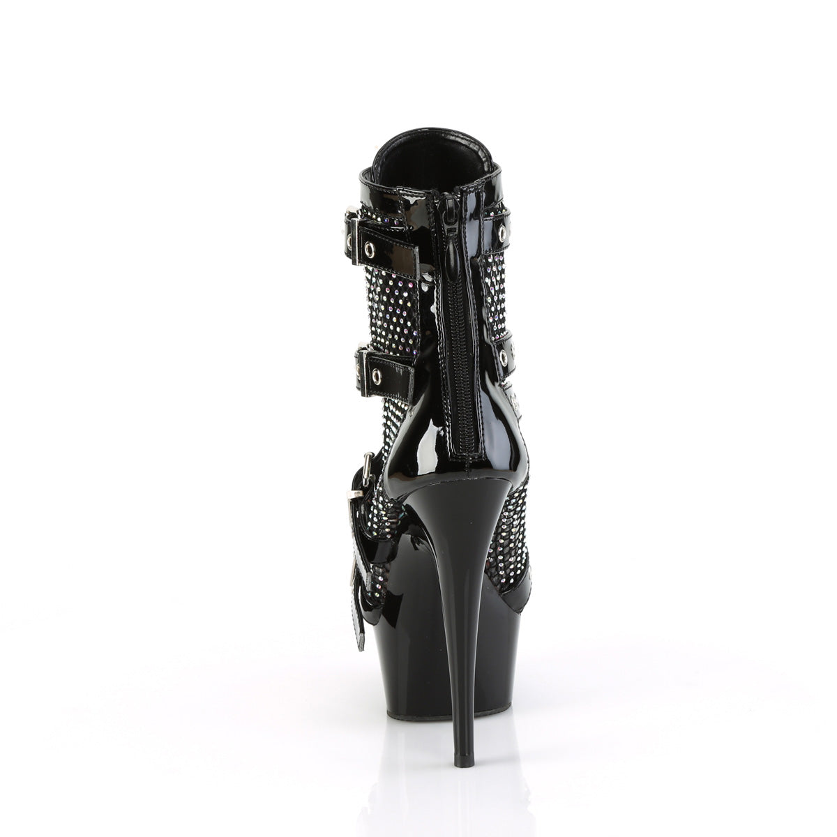DELIGHT-1013RM 6" Heel, 1 3/4" PF Strappy Ankle Boot, Back Zip