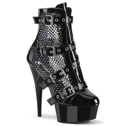 DELIGHT-1013RM 6" Heel, 1 3/4" PF Strappy Ankle Boot, Back Zip