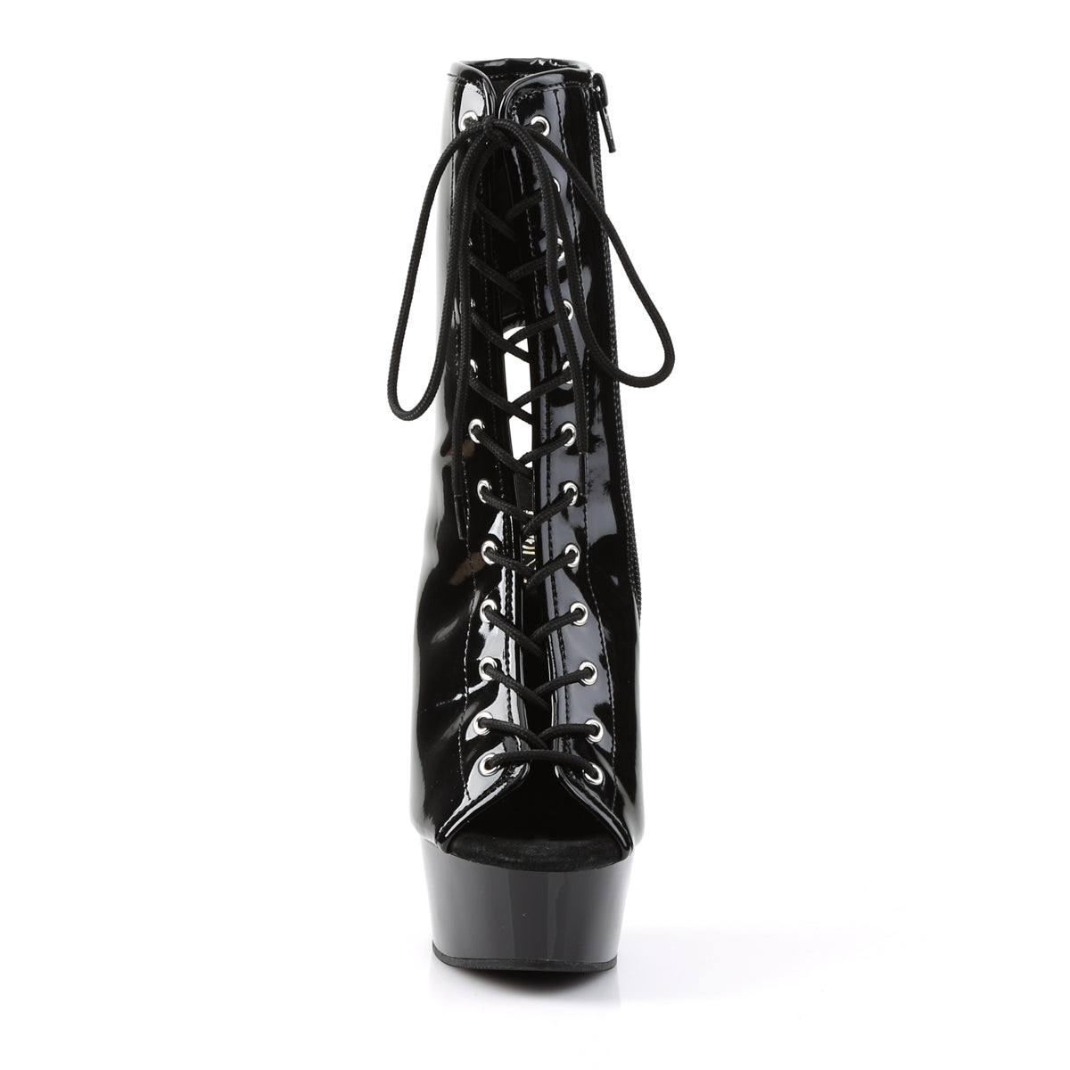DELIGHT-1016 6" Heel, 1 3/4" PF Open Toe/Back Lace-Up Bootie, Side Zip