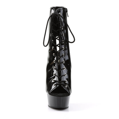 DELIGHT-1016 6" Heel, 1 3/4" PF Open Toe/Back Lace-Up Bootie, Side Zip