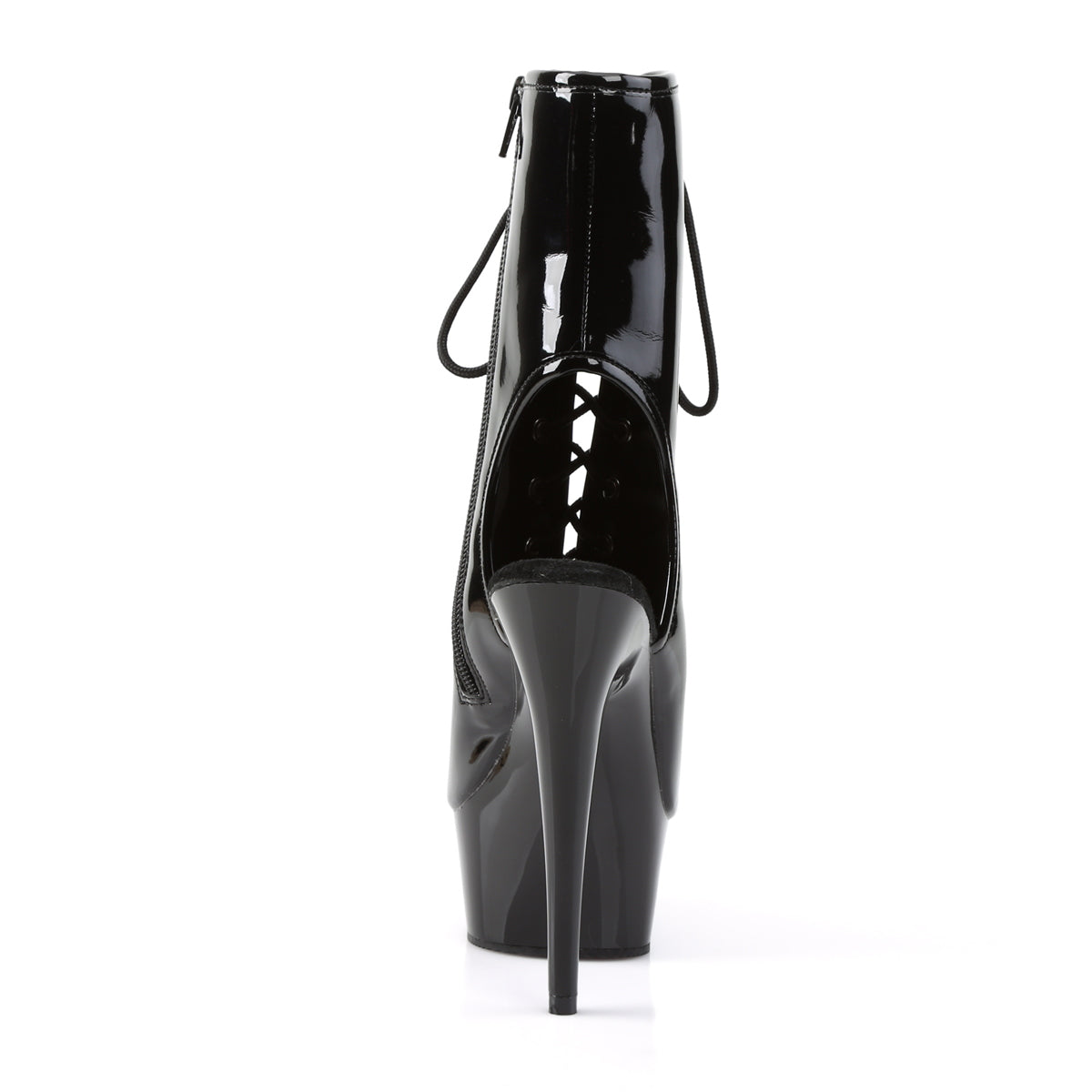 DELIGHT-1016 6" Heel, 1 3/4" PF Open Toe/Back Lace-Up Bootie, Side Zip