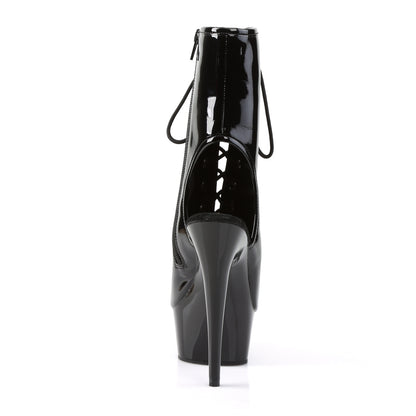 DELIGHT-1016 6" Heel, 1 3/4" PF Open Toe/Back Lace-Up Bootie, Side Zip