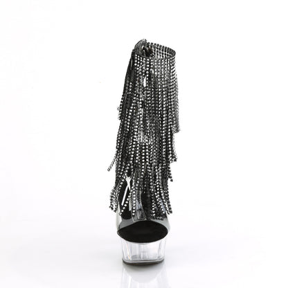 DELIGHT-1017RSF 6" Heel, 1 3/4" PF Open Toe/Heel Lace-Up Fringe Ankle Boot