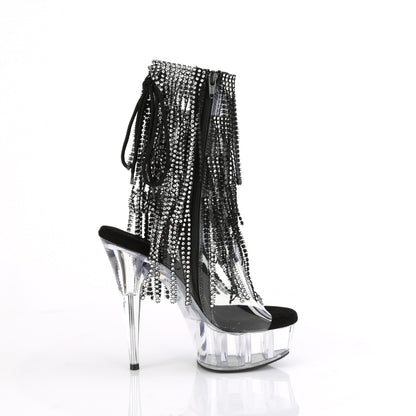 DELIGHT-1017RSF 6" Heel, 1 3/4" PF Open Toe/Heel Lace-Up Fringe Ankle Boot