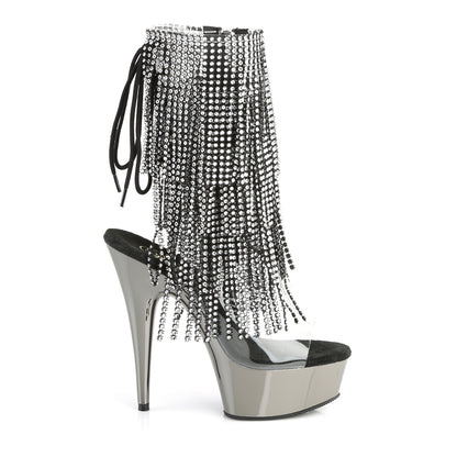 DELIGHT-1017RSF 6" Heel, 1 3/4" PF Open Toe/Heel Lace-Up Fringe Ankle Boot