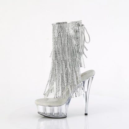 DELIGHT-1017RSF 6" Heel, 1 3/4" PF Open Toe/Heel Lace-Up Fringe Ankle Boot