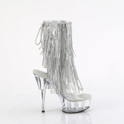 DELIGHT-1017RSF 6" Heel, 1 3/4" PF Open Toe/Heel Lace-Up Fringe Ankle Boot