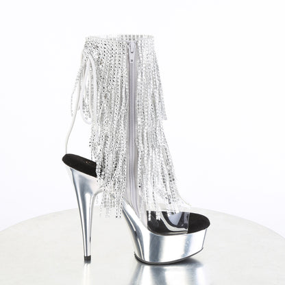 DELIGHT-1017RSF 6" Heel, 1 3/4" PF Open Toe/Heel Lace-Up Fringe Ankle Boot