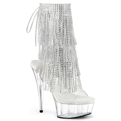 DELIGHT-1017RSF 6" Heel, 1 3/4" PF Open Toe/Heel Lace-Up Fringe Ankle Boot