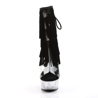 DELIGHT-1017TF *6" Heel, 1 3/4" PF Open Toe/Heel Threaded Fringe Ankle Boot