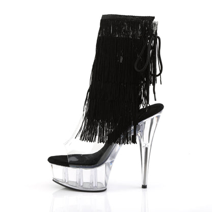 DELIGHT-1017TF *6" Heel, 1 3/4" PF Open Toe/Heel Threaded Fringe Ankle Boot