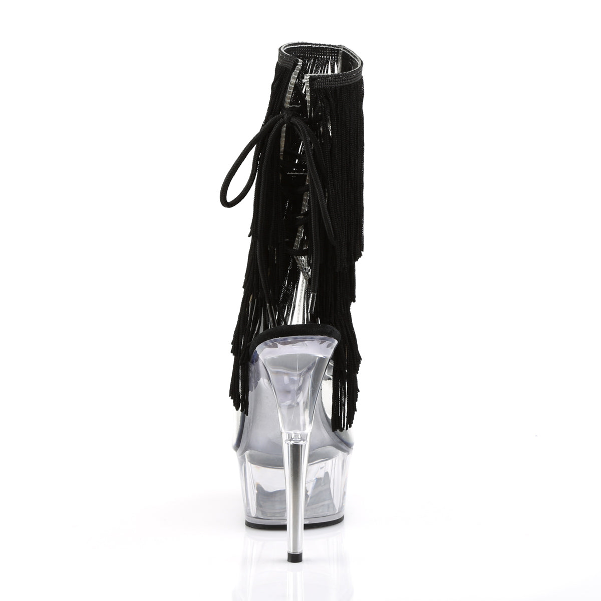 DELIGHT-1017TF *6" Heel, 1 3/4" PF Open Toe/Heel Threaded Fringe Ankle Boot