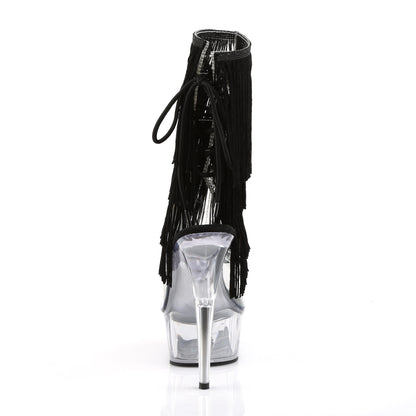 DELIGHT-1017TF *6" Heel, 1 3/4" PF Open Toe/Heel Threaded Fringe Ankle Boot