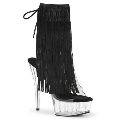 DELIGHT-1017TF *6" Heel, 1 3/4" PF Open Toe/Heel Threaded Fringe Ankle Boot