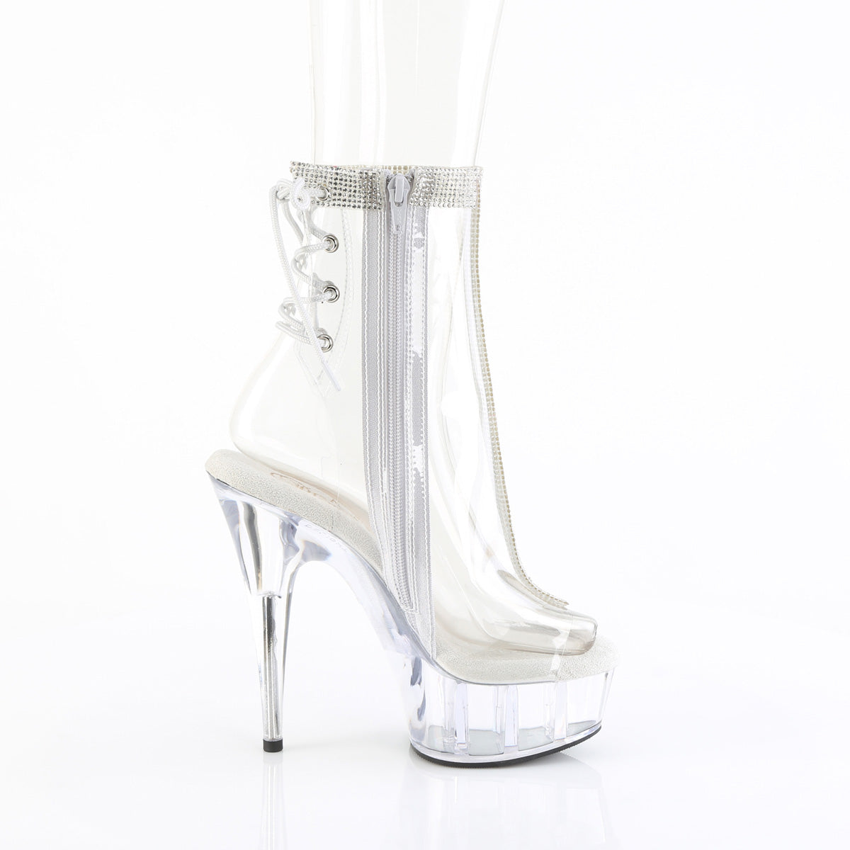 DELIGHT-1018C-2RS *6" Heel, 1 3/4" PF Open Toe/Heel Ankle Boot, Side Zip