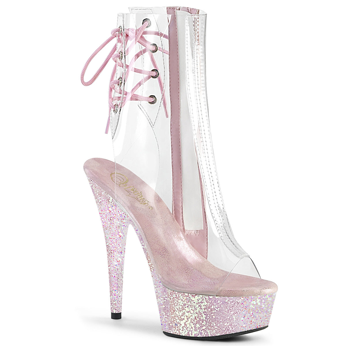 DELIGHT-1018C *6" Heel, 1 3/4" PF Open Toe/Heel Ankle Boot, Side Zip