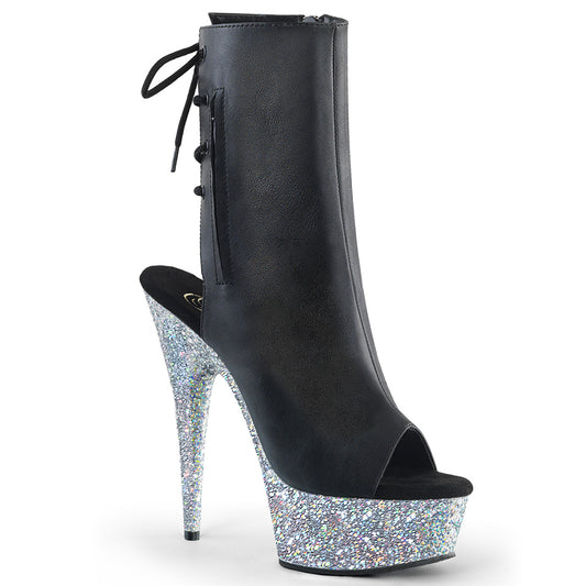 DELIGHT-1018LG *6" Heel, 1 3/4" PF Open Toe/Heel Ankle Boot, Side Zip