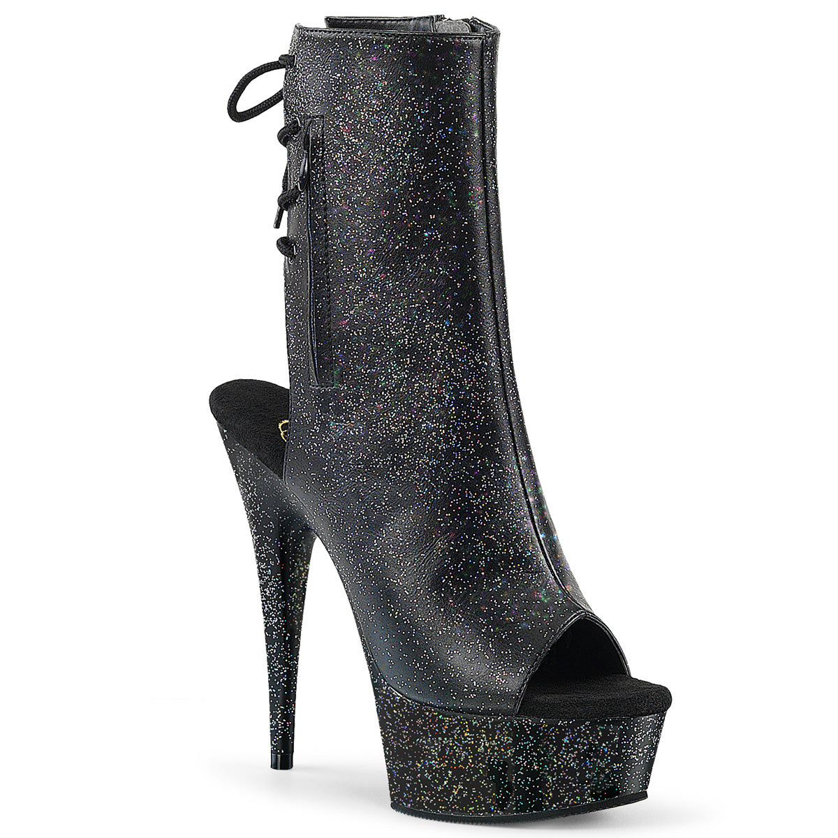 DELIGHT-1018MMG *6" Heel, 1 3/4" PF Open Toe/Heel Ankle Boot, Side Zip