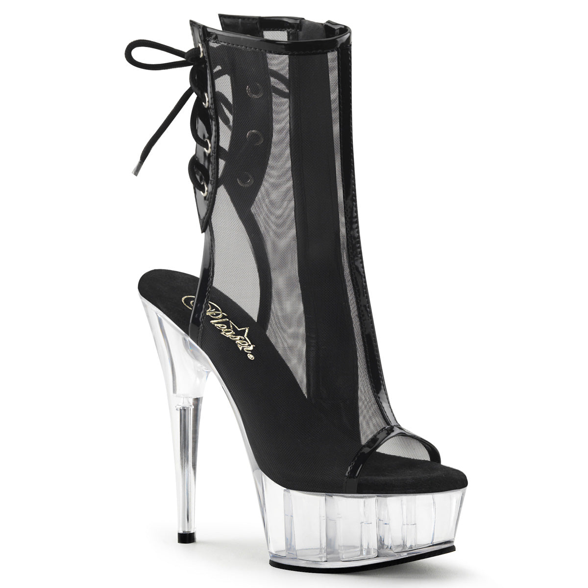 DELIGHT-1018MSH *6" Heel, 1 3/4" PF Open Toe/Heel Mesh Ankle Boot