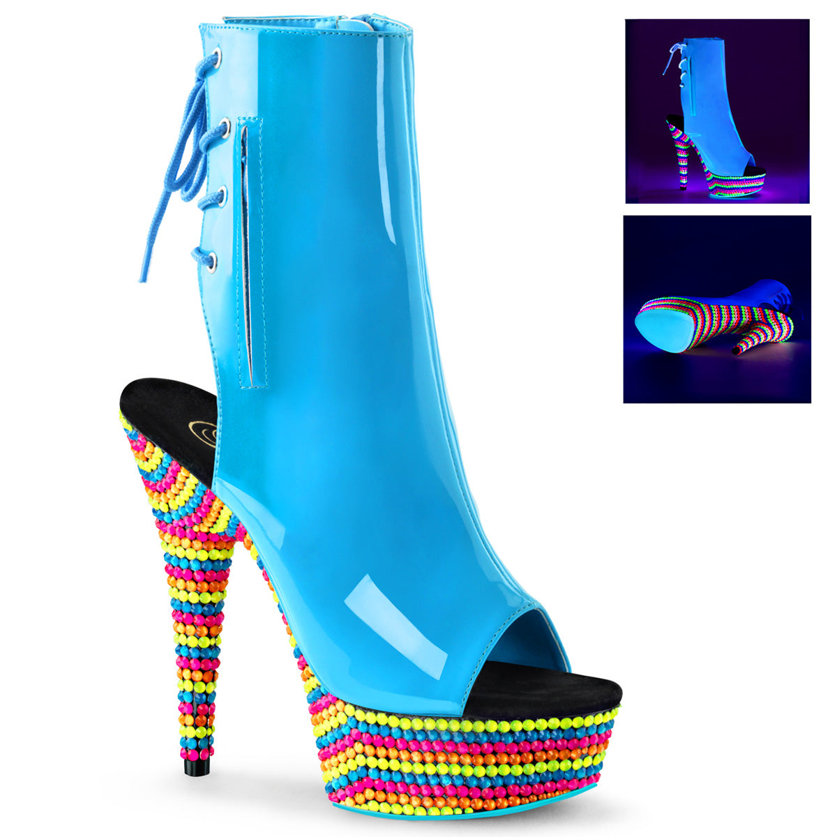 DELIGHT-1018RBS *6" Heel, 1 3/4" PF Open Toe/Heel Ankle Boot, Side Zip
