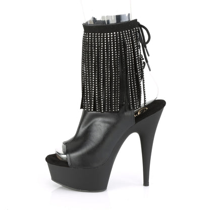 DELIGHT-1018RSF 6" Heel, 1 3/4" PF Open Toe RS Fringe Ankle Boot, Side Zip