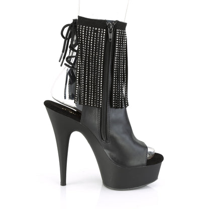 DELIGHT-1018RSF 6" Heel, 1 3/4" PF Open Toe RS Fringe Ankle Boot, Side Zip