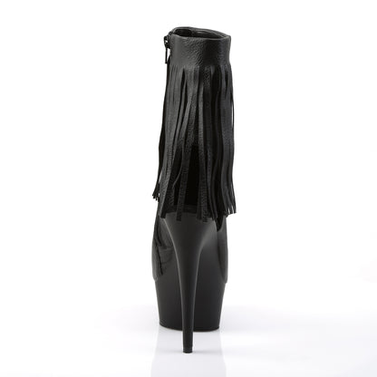 DELIGHT-1019 *6" Heel, 1 3/4" PF Open Toe/Heel Fringe Bootie, Side Zip