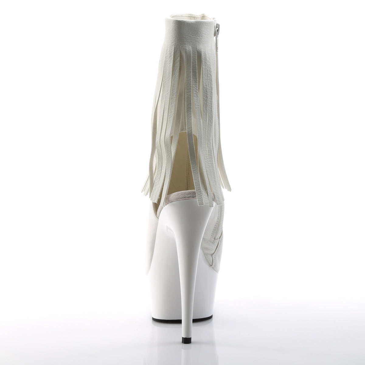 DELIGHT-1019 *6" Heel, 1 3/4" PF Open Toe/Heel Fringe Bootie, Side Zip