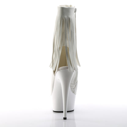DELIGHT-1019 *6" Heel, 1 3/4" PF Open Toe/Heel Fringe Bootie, Side Zip