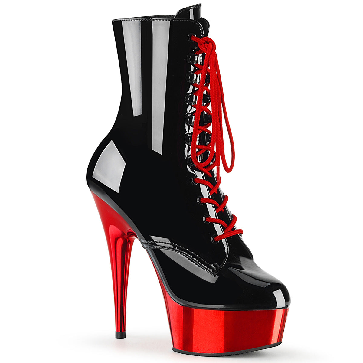 DELIGHT-1020 6" Lace-Up PF Ankle Boot, Side Zip
