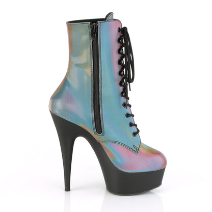 DELIGHT-1020REFL *6" Heel, 1 3/4" PF Lace-Up Front Ankle Boot, Side Zip