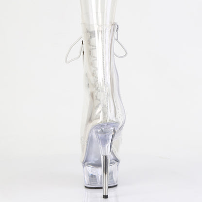 DELIGHT-1021C *6" Heel, 1 3/4" PF Clear Peep Toe Lace-Up Ankle Boot