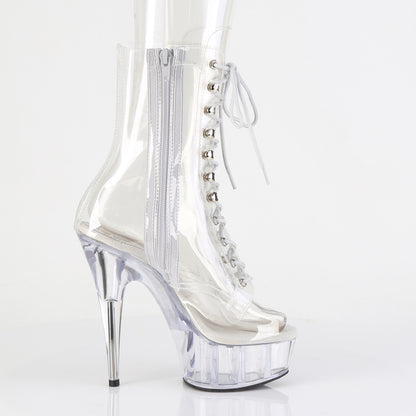 DELIGHT-1021C *6" Heel, 1 3/4" PF Clear Peep Toe Lace-Up Ankle Boot