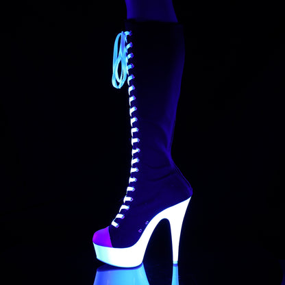 DELIGHT-2000SK-02 **6" Heel, 1 3/4" PF Lace-Up Knee High Sneaker Boot,Back Zip
