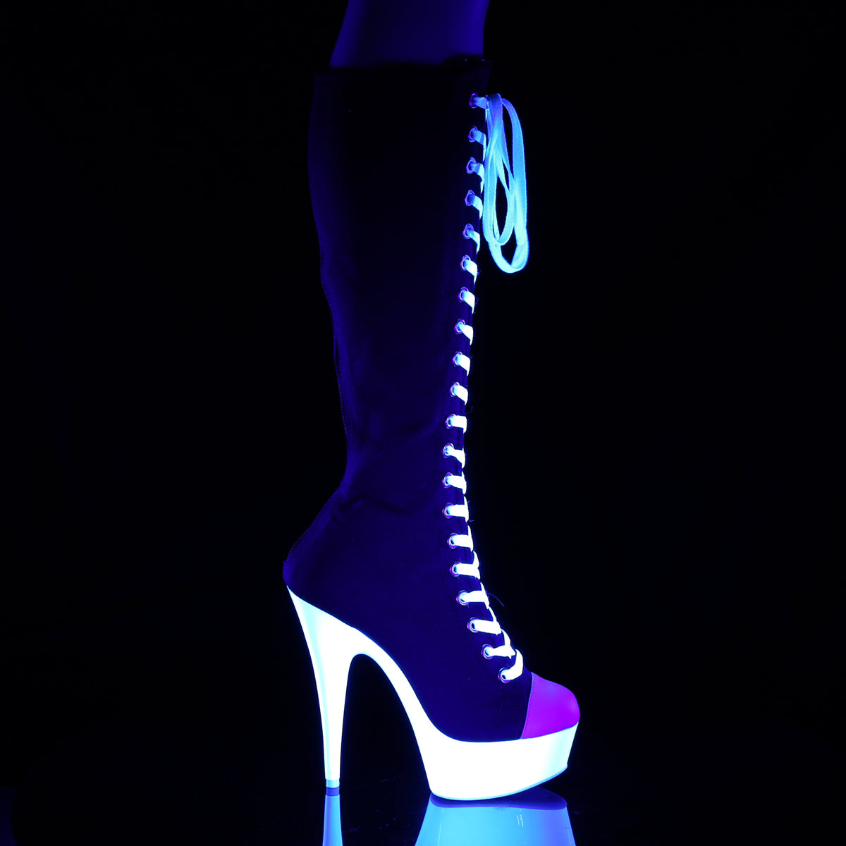 DELIGHT-2000SK-02 **6" Heel, 1 3/4" PF Lace-Up Knee High Sneaker Boot,Back Zip