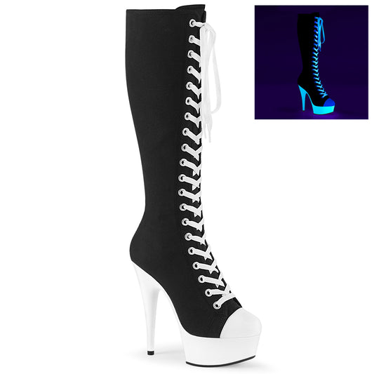 DELIGHT-2000SK-02 **6" Heel, 1 3/4" PF Lace-Up Knee High Sneaker Boot,Back Zip