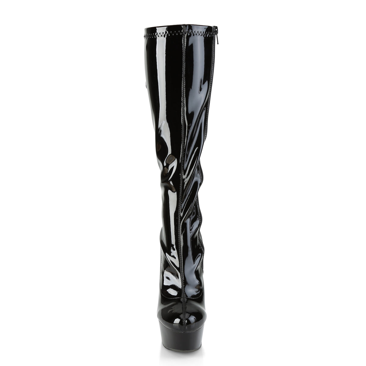 DELIGHT-2029 6" Heel, 1 3/4" PF Knee High Boot w/ Back Lace, Side Zip